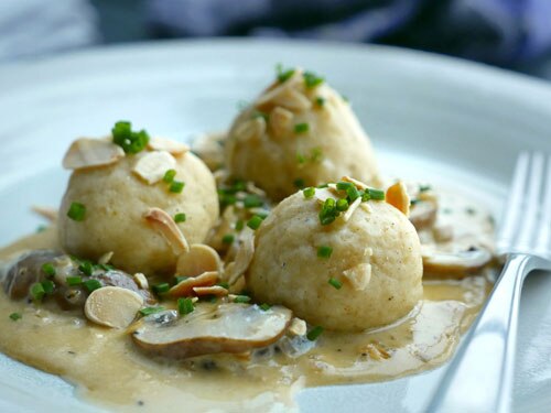 Sunday Brunch Articles Goats Cheese Dumplings with Creamy Mushroom