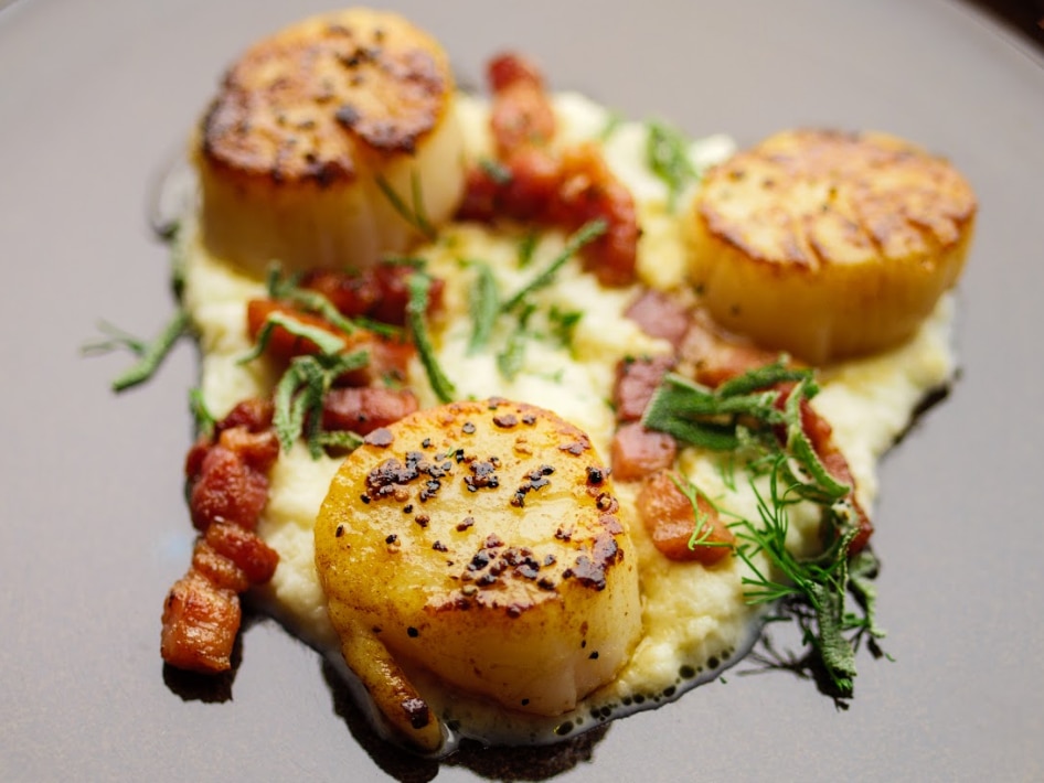 Sunday Brunch Articles Scallops With Creamed Cauliflower and Bacon All 4