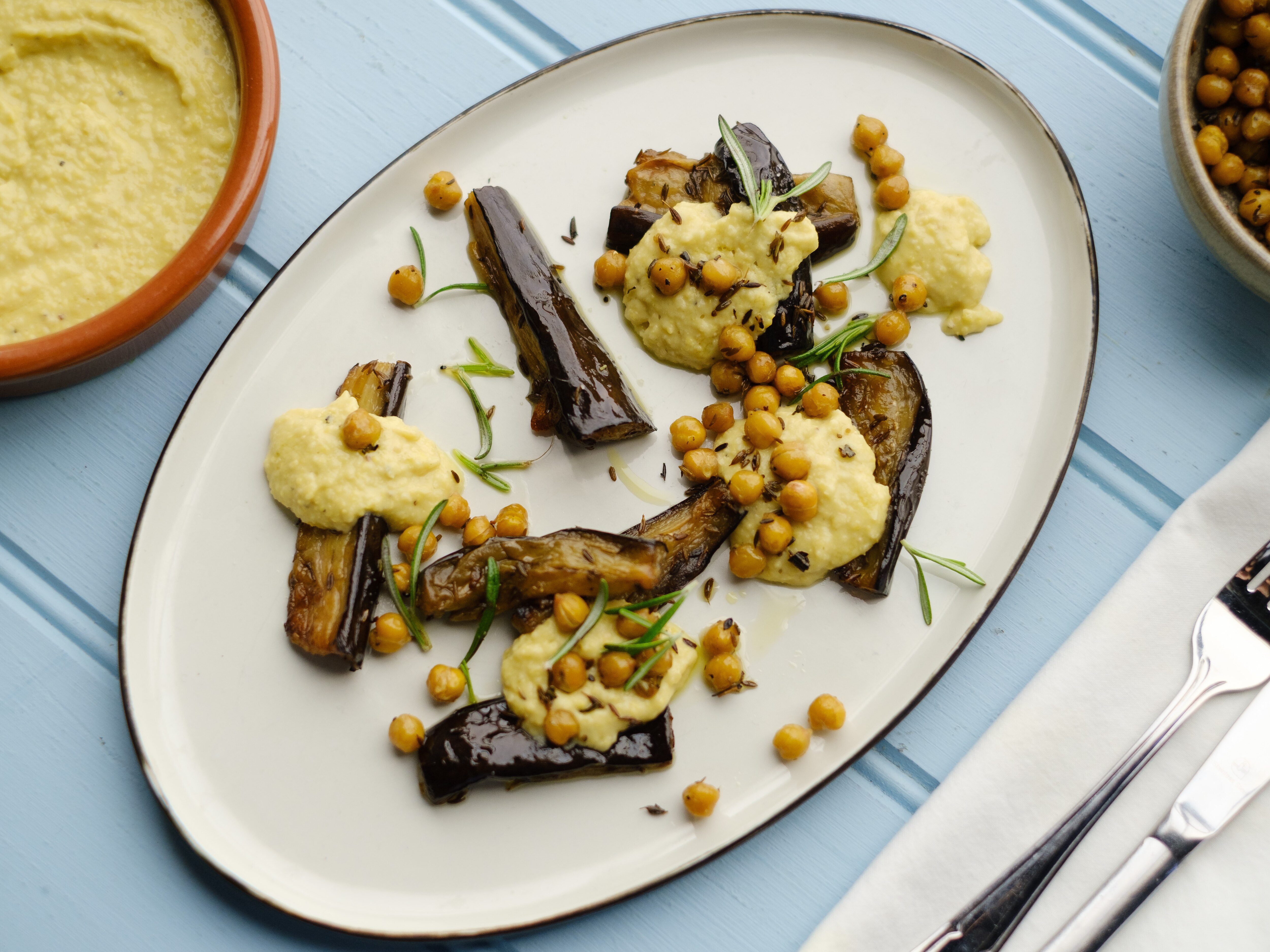 Sunday Brunch Articles Roasted Aubergines & Hummus All 4