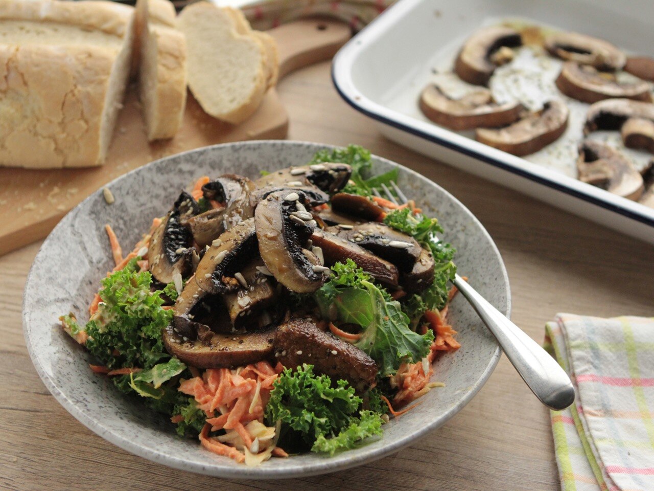 Sunday Brunch Articles Kale & Tahini Slaw with Portobello Mushrooms