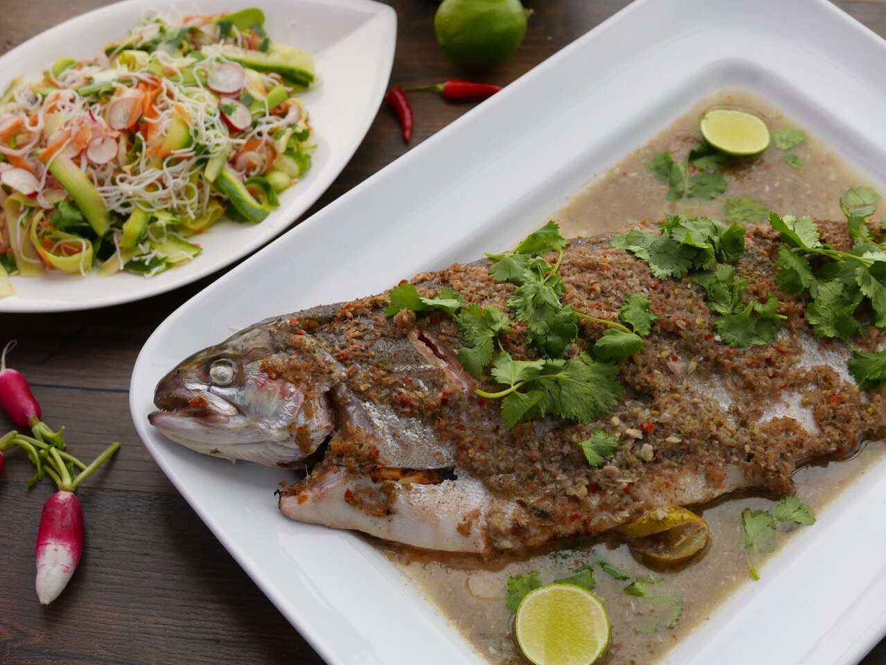 Sunday Brunch Articles Thai Sea Trout with Green Noodle Salad All 4