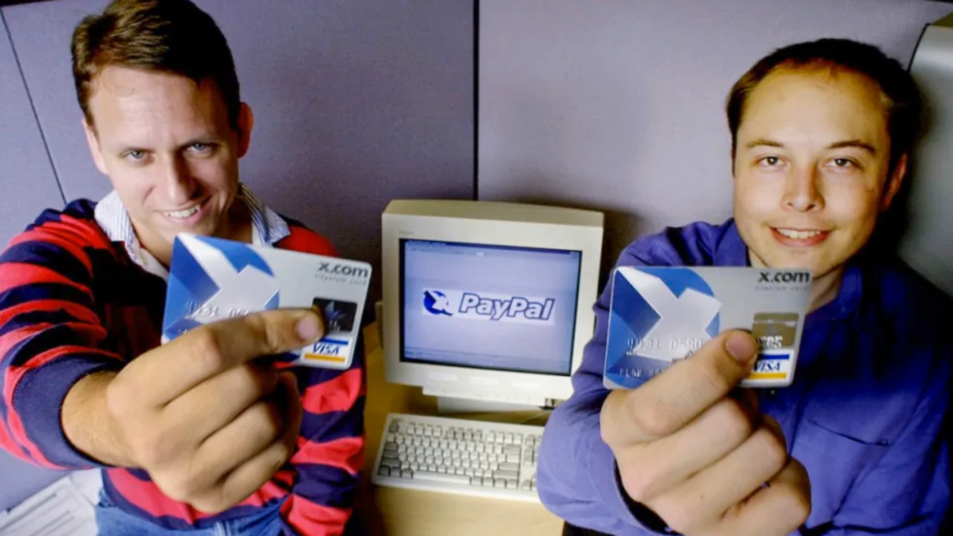 South African oligarchs Peter Thiel (l) and Elon Musk, also known
as the Paypal Mafia, pose for a 1999 Business Insider story about PayPal. They
are some of the billionaire accelerationists supporting far-right ideologies and
political figures.